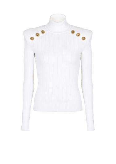 Knit jumper with gold buttons