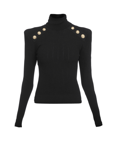 Knit jumper with gold buttons