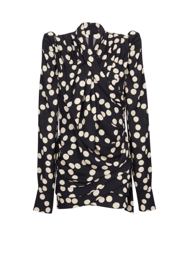 Short draped polka dot dress
