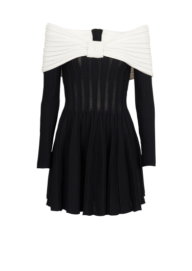 Ausgestelltes, schulterfreies Kleid aus texturiertem Gewebe