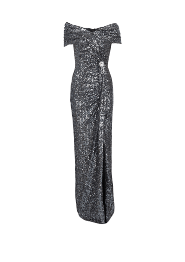 Long draped sequin dress