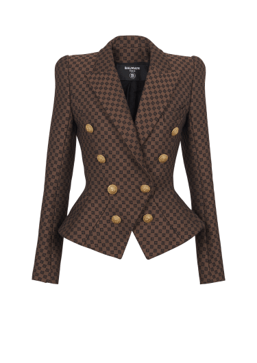 Balmain - Monogrammed Knit Jacket with Faux Fur