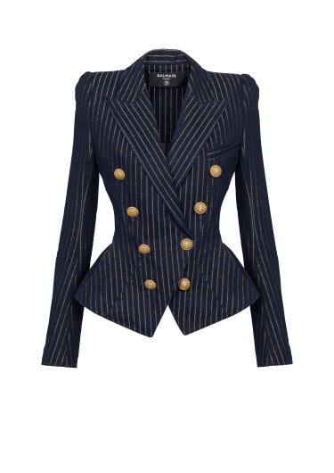 Denim jacket with lurex stripes