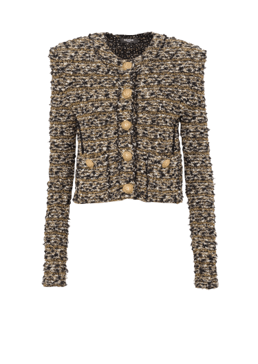 Cropped lurex tweed jacket