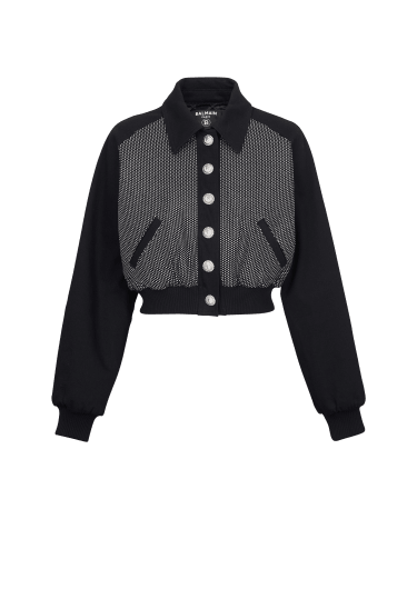 Cropped Balmain jacket with rhinestones