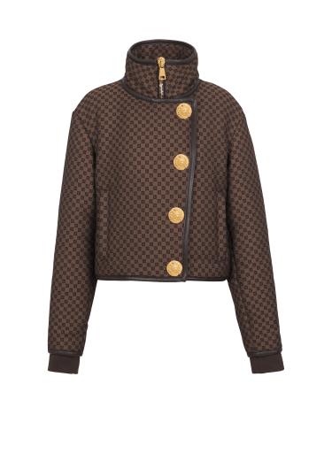 Balmain Pb Monogram-jacquard Quilted Gilet In Brown