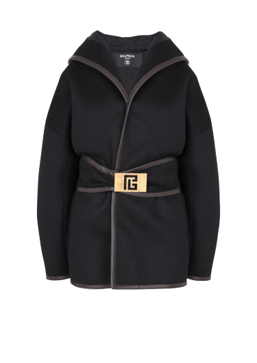 Monogram Jacquard Trench Coat in Black - Balmain