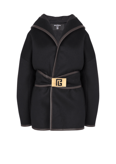 Balmain Black Monogram Shearling Jacket