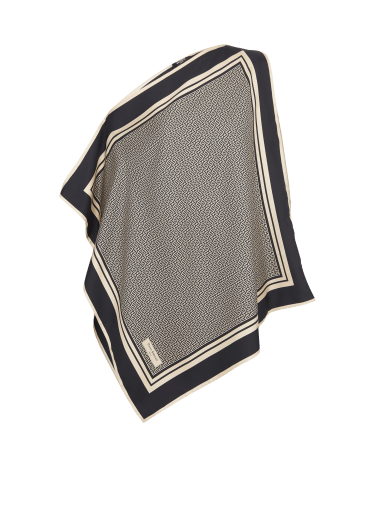 Asymmetric monogrammed scarf top