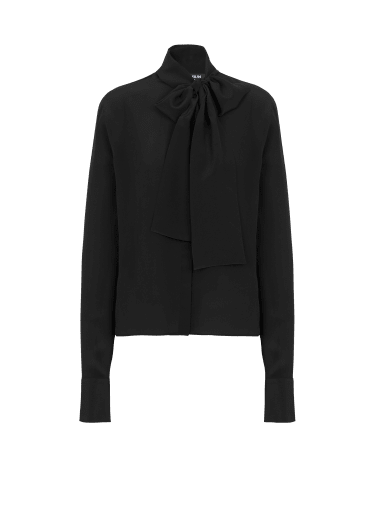 Crepe shirt with bow collar