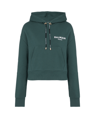Sweatshirt with mini flocked Balmain Paris detail