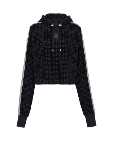 Monogrammed velvet cropped sweatshirt