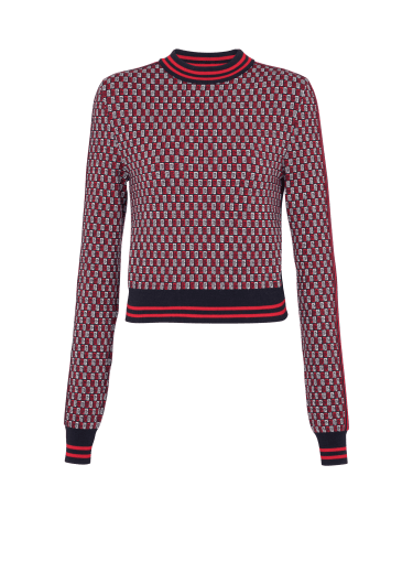 Cropped monogrammed knit jumper