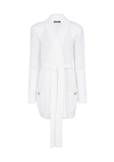 Glitter mohair belted cardigan