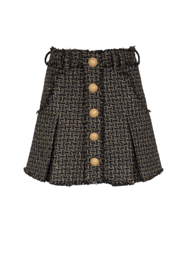 Falda plisada de tweed y lúrex