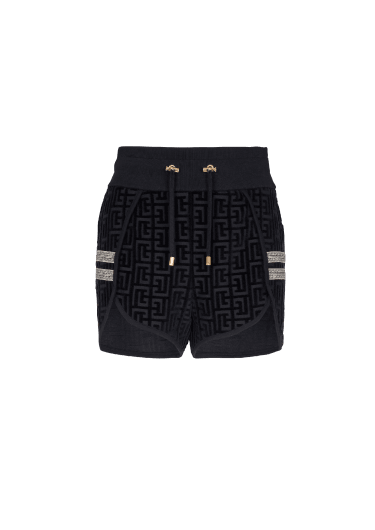 Monogrammed velvet shorts