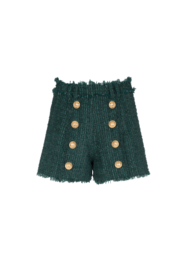 Tweed shorts with buttons