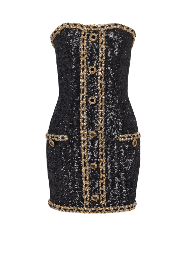 Bustier dress with sequin embroidery