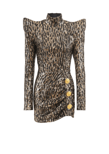Structured dress with sequin embroidery