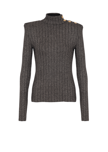 Gerippter Lurex-Strickpullover