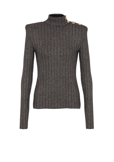 Ribbed lurex knit jumper