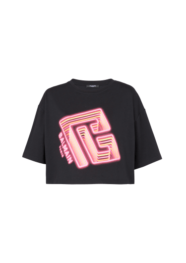 Cropped Neon-print T-shirt
