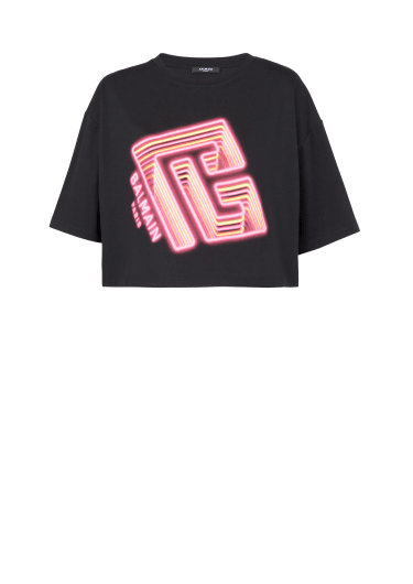 Cropped Neon-print T-shirt