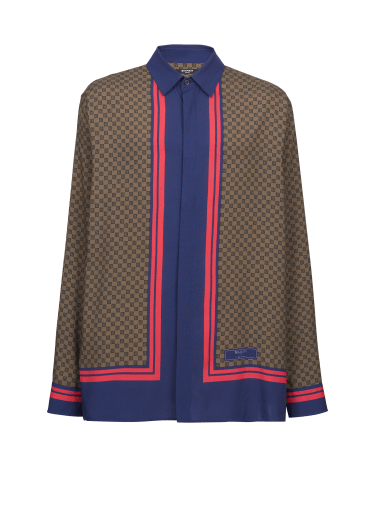 Camicia a maniche lunghe con stampa mini monogramma foulard