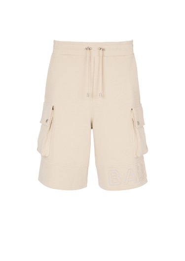 Cargo shorts with reflective Balmain logo