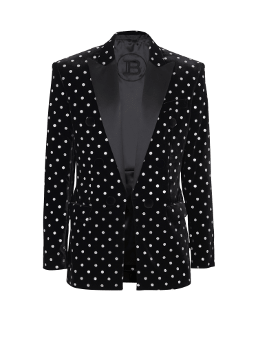 BALMAIN: velvet bomber jacket with monogram - Dark