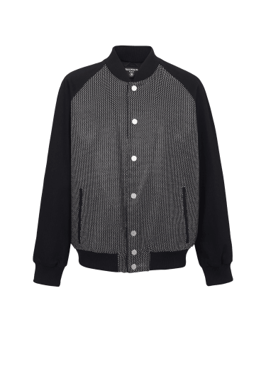 Wool & leather varsity teddy jacket - Balmain - Men