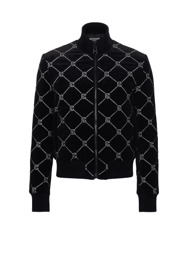 Quilted rhinestone bomber jacket