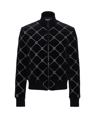 라인스톤 장식 퀼팅 보머 재킷