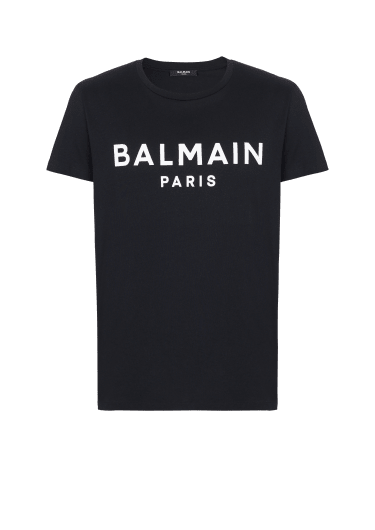 Eco-designed cotton T-shirt with Balmain Paris logo print