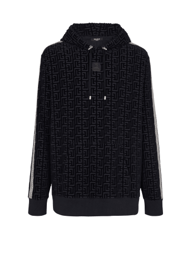 Monogrammed velvet hooded sweatshirt