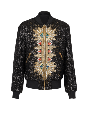 Zipped jacket with embroidery