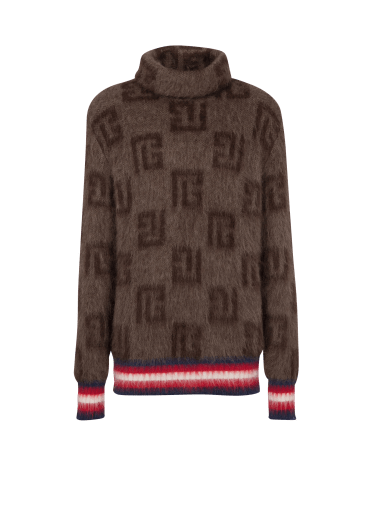 Pullover aus gebürstetem Mohair mit Monogramm-Print