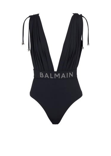 BALMAIN One Piece Swimsuit Thong in Fuxia & Silver