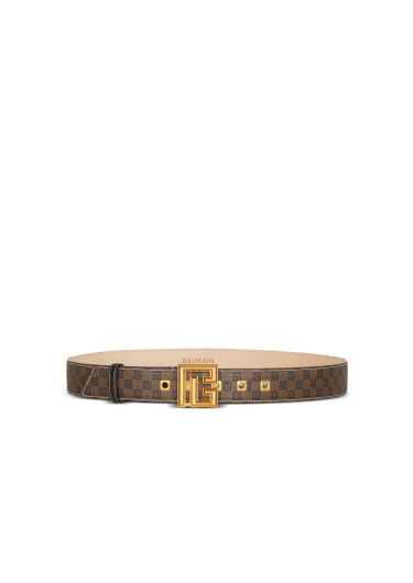 Mini monogrammed waxed canvas belt