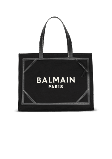 Shop Balmain B-Army Monogram Canvas Chain Pouch