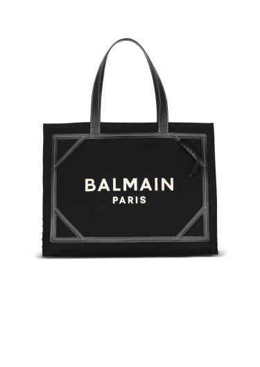 Borsa Shopper B-Army 42 in tela con monogramma e pelle liscia