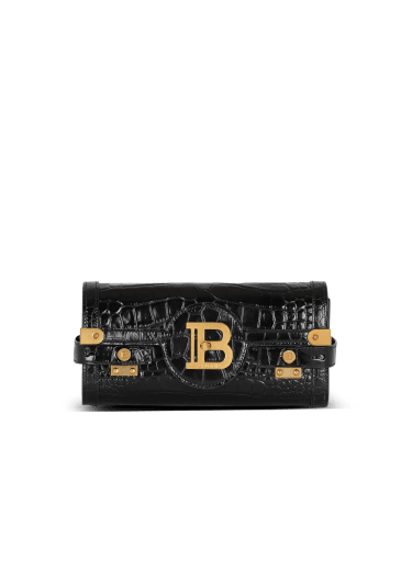 B-Buzz 23 clutch in crocodile-print leather