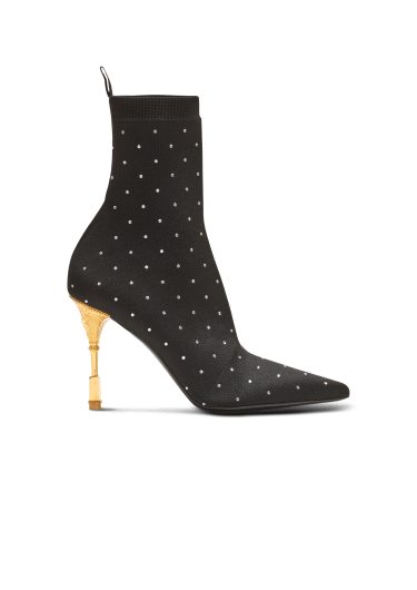 Moneta rhinestoned knit ankle boots