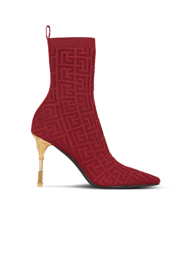 Moneta monogrammed knit ankle boots
