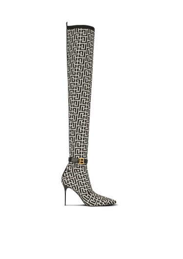 Winter White Elegance: Balmain's White Suede Thigh High Boots - Shoe Effect