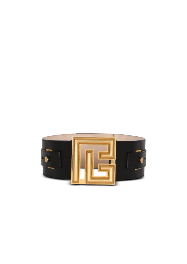 Balmain Patent Monogram-buckle Belt in Black