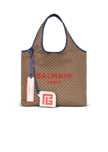 Bolsa tipo "grocery bag" de lona con monograma y piel suave