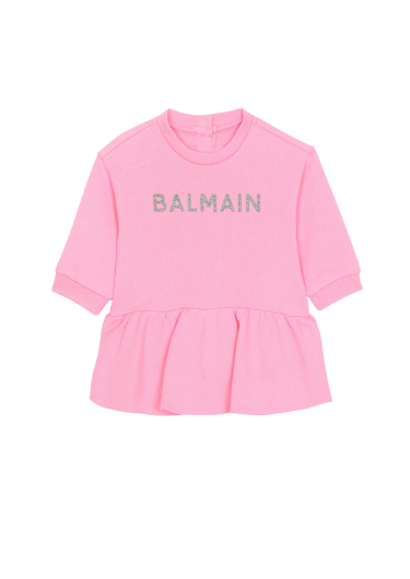 Vestido de algodón con logotipo de Balmain