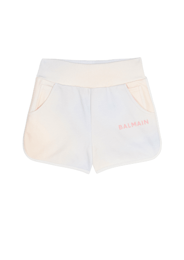 Shorts in cotone tie-dye con logo Balmain