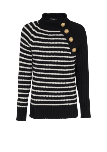 Striped jumper with golden buttons